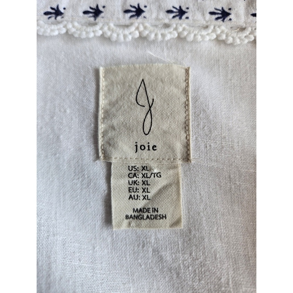 Joie White Midi Dress with Blue Floral Embroidery - Picture 8 of 12